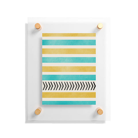 Allyson Johnson Green And Blue Stripes And Arrows Floating Acrylic Print