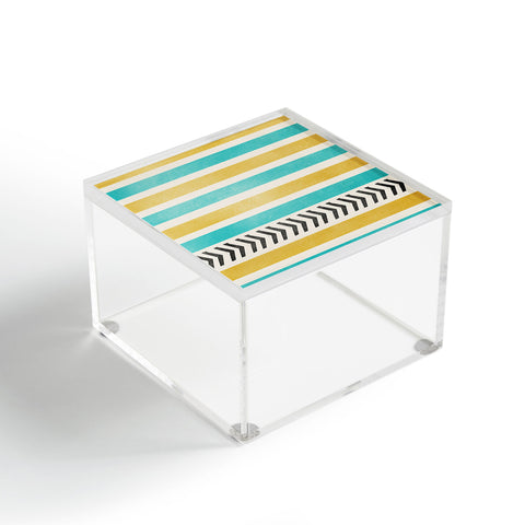 Allyson Johnson Green And Blue Stripes And Arrows Acrylic Box