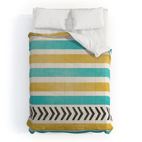 Allyson Johnson Green And Blue Stripes And Arrows Comforter