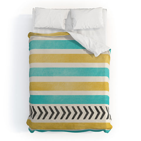 Allyson Johnson Green And Blue Stripes And Arrows Duvet Cover