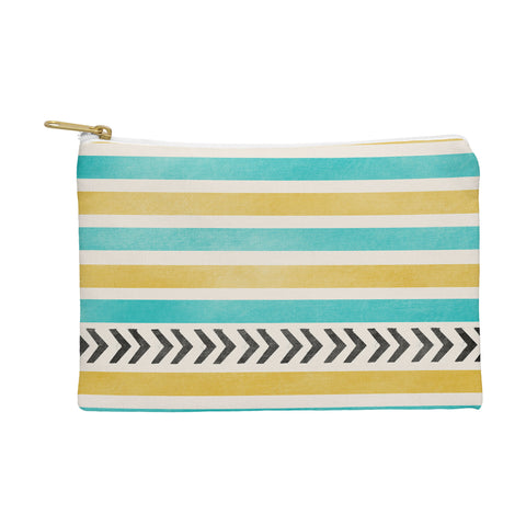 Allyson Johnson Green And Blue Stripes And Arrows Pouch