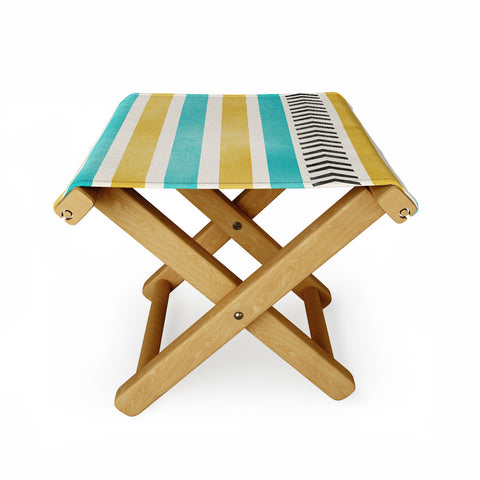 Allyson Johnson Green And Blue Stripes And Arrows Folding Stool