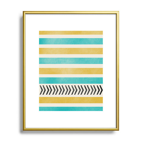 Allyson Johnson Green And Blue Stripes And Arrows Metal Framed Art Print
