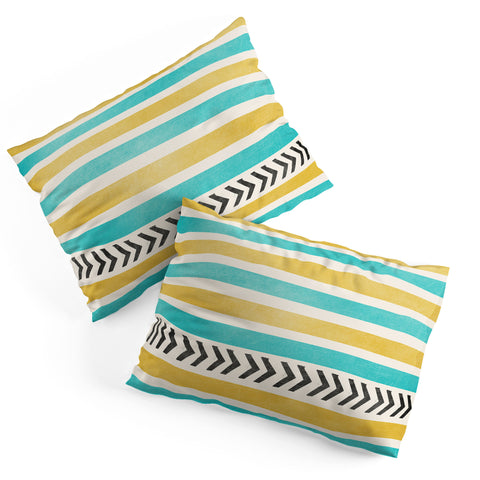 Allyson Johnson Green And Blue Stripes And Arrows Pillow Shams