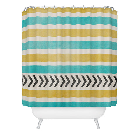 Allyson Johnson Green And Blue Stripes And Arrows Shower Curtain