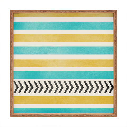 Allyson Johnson Green And Blue Stripes And Arrows Square Tray