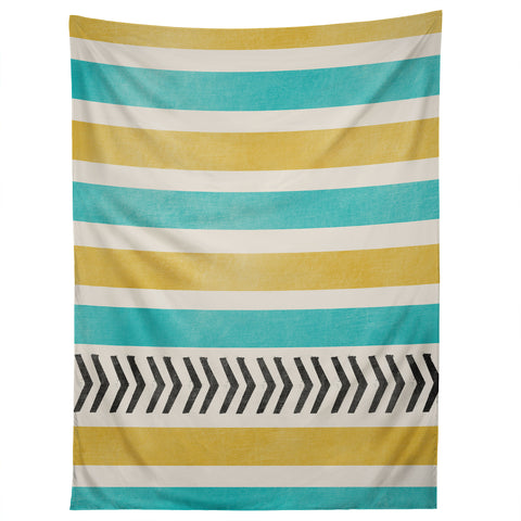 Allyson Johnson Green And Blue Stripes And Arrows Tapestry