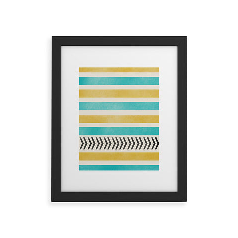 Allyson Johnson Green And Blue Stripes And Arrows Framed Art Print