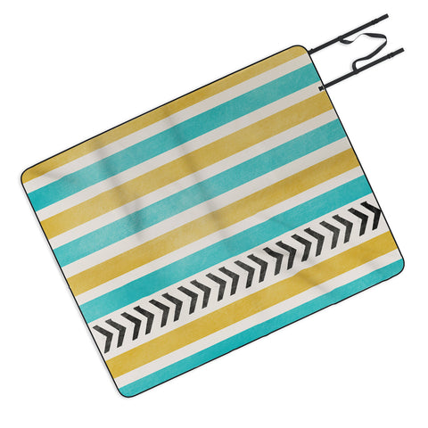 Allyson Johnson Green And Blue Stripes And Arrows Picnic Blanket