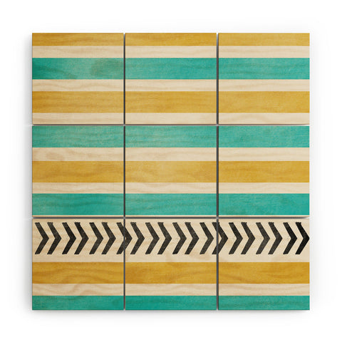 Allyson Johnson Green And Blue Stripes And Arrows Wood Wall Mural