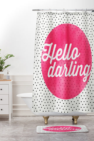 Allyson Johnson Hello Darling Dots Shower Curtain And Mat