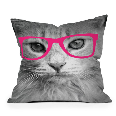 Allyson Johnson Hippest Cat Pink Throw Pillow