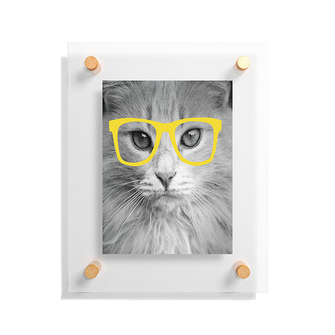 Allyson Johnson Hippest Cat Yellow Floating Acrylic Print