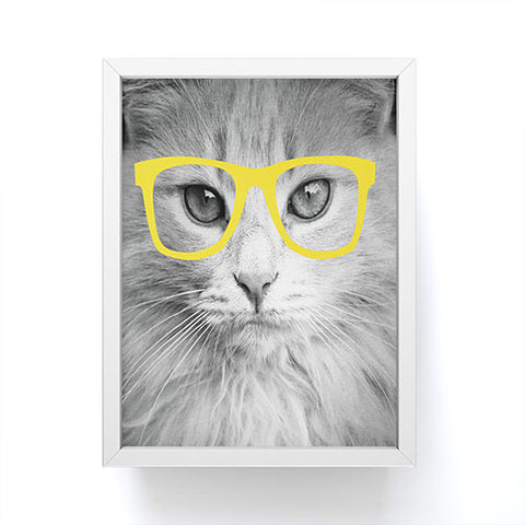 Allyson Johnson Hippest Cat Yellow Framed Mini Art Print