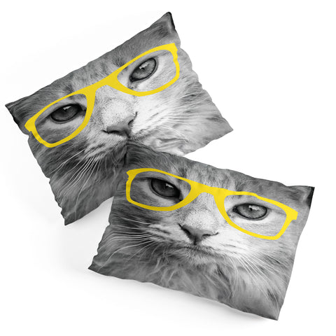 Allyson Johnson Hippest Cat Yellow Pillow Shams