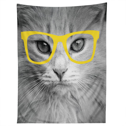 Allyson Johnson Hippest Cat Yellow Tapestry