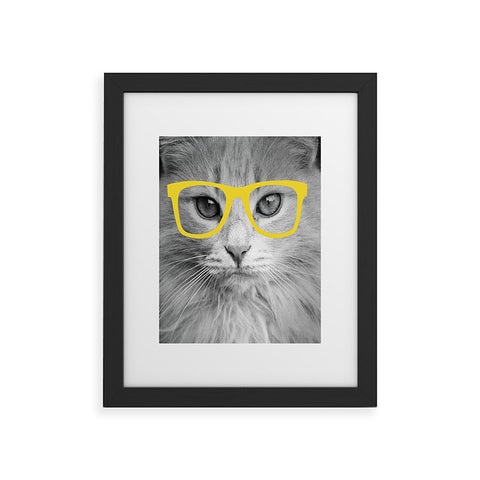 Allyson Johnson Hippest Cat Yellow Framed Art Print