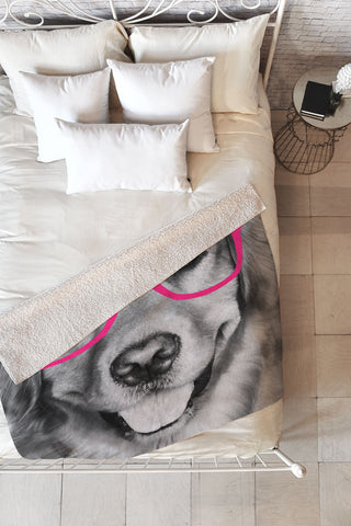 Allyson Johnson Hippest dog pink Fleece Throw Blanket