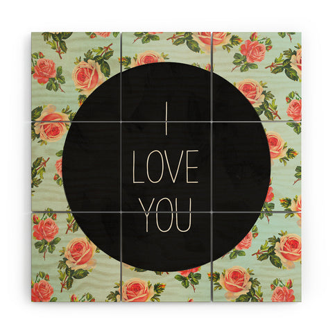 Allyson Johnson I Love You Floral Wood Wall Mural