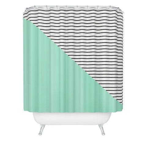 Allyson Johnson Mint and stripes Shower Curtain