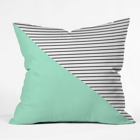 Allyson Johnson Mint and stripes Outdoor Throw Pillow