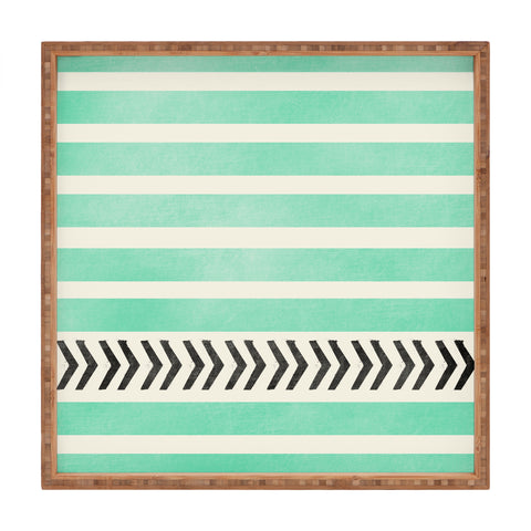 Allyson Johnson Mint Stripes And Arrows Square Tray