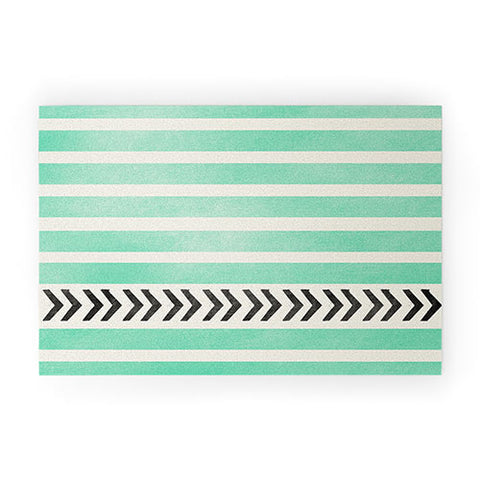 Allyson Johnson Mint Stripes And Arrows Welcome Mat
