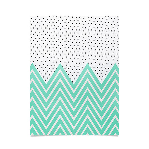 Allyson Johnson Minty Chevron And Dots Poster