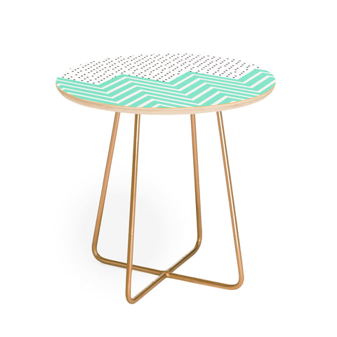 Allyson Johnson Minty Chevron And Dots Round Side Table