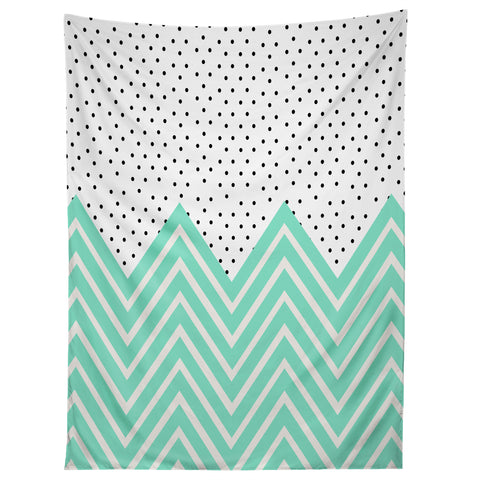 Allyson Johnson Minty Chevron And Dots Tapestry