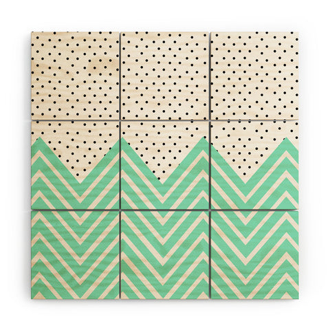 Allyson Johnson Minty Chevron And Dots Wood Wall Mural