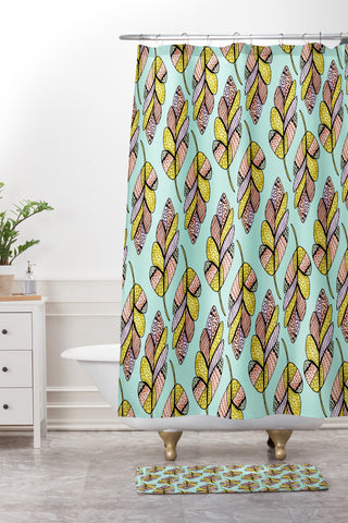 Allyson Johnson Native Feathers Shower Curtain And Mat