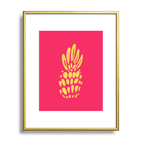 Allyson Johnson Neon Pineapple Metal Framed Art Print