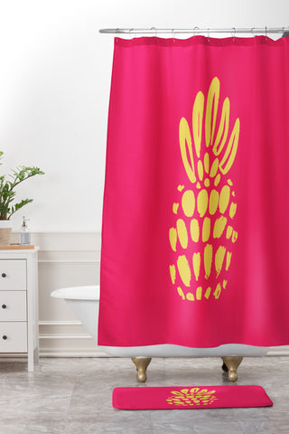 Allyson Johnson Neon Pineapple Shower Curtain And Mat