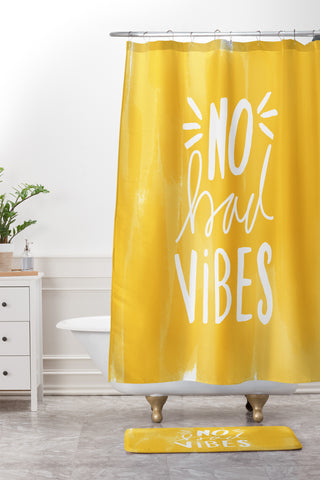 Allyson Johnson No Bad vibes Shower Curtain And Mat