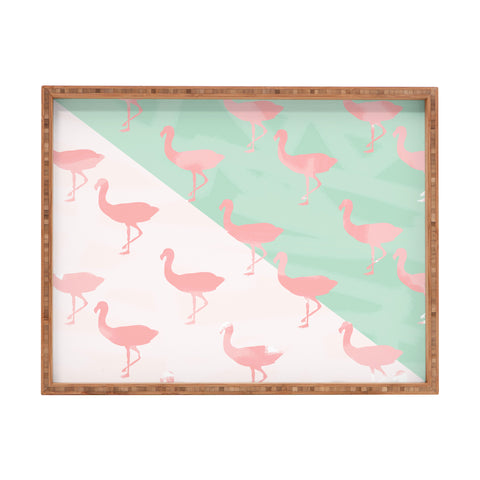 Allyson Johnson Palm Spring Flamingos Rectangular Tray