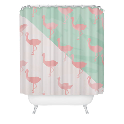 Allyson Johnson Palm Spring Flamingos Shower Curtain