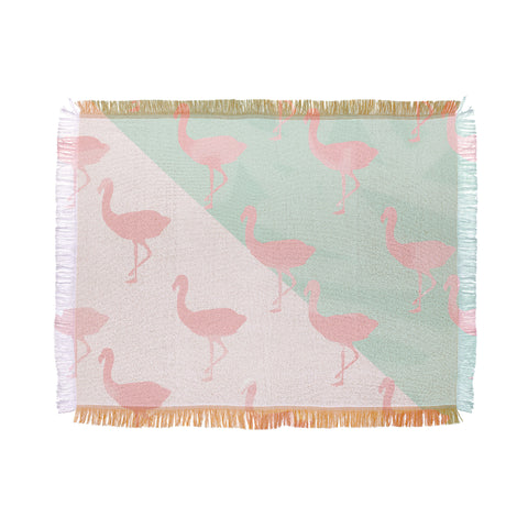 Allyson Johnson Palm Spring Flamingos Throw Blanket
