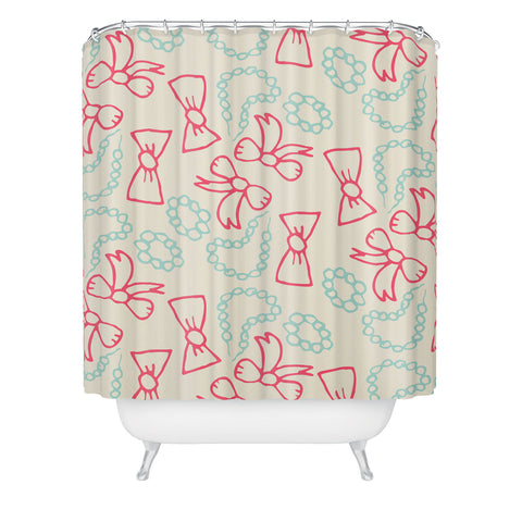 Allyson Johnson Pearls And Bows Shower Curtain