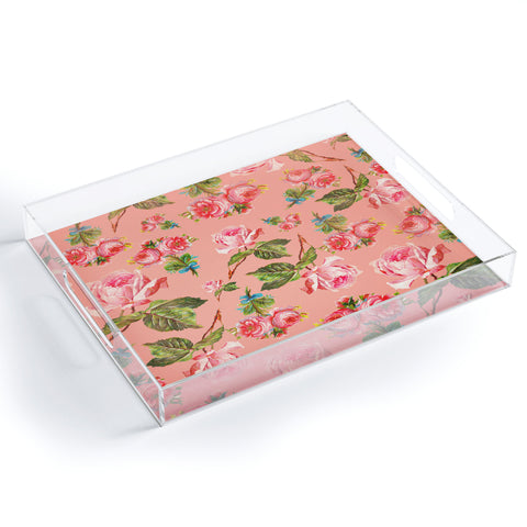 Allyson Johnson Pink Floral Acrylic Tray