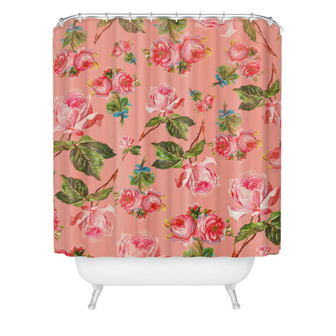 Allyson Johnson Pink Floral Shower Curtain