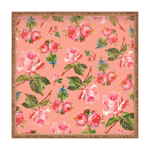 Allyson Johnson Pink Floral Square Tray