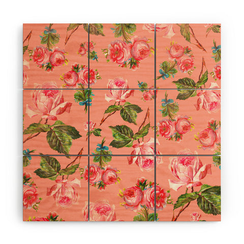 Allyson Johnson Pink Floral Wood Wall Mural