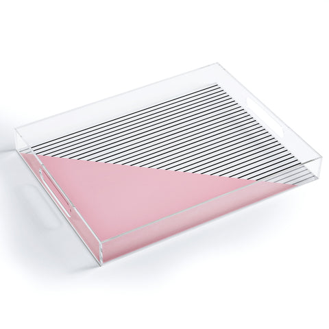 Allyson Johnson Pink n stripes Acrylic Tray