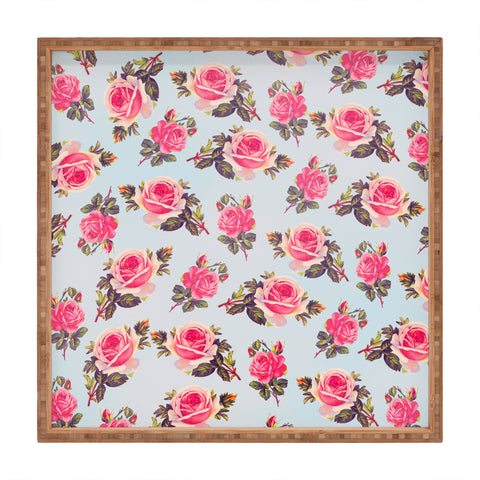 Allyson Johnson Pink Roses Square Tray