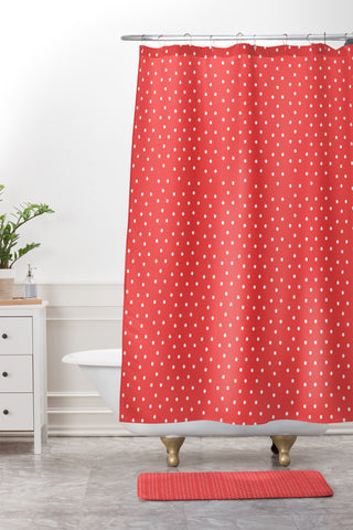 Allyson Johnson Red Dots Shower Curtain And Mat