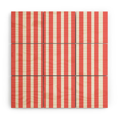 Allyson Johnson Red Stripes Wood Wall Mural