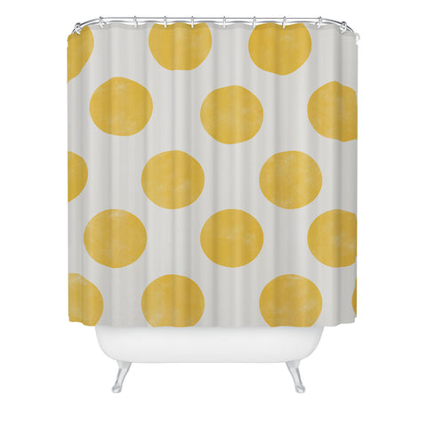 Allyson Johnson Spring Yellow Dots Shower Curtain