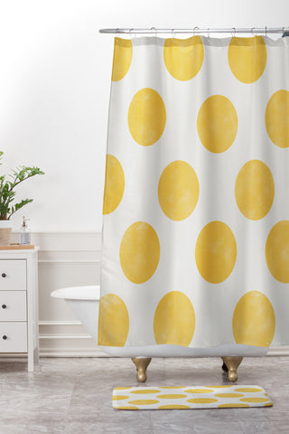 Allyson Johnson Spring Yellow Dots Shower Curtain And Mat