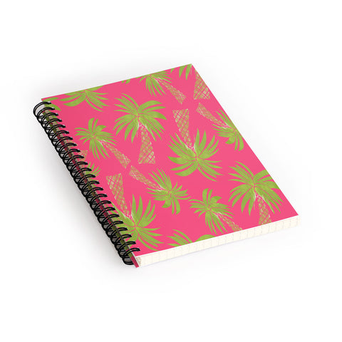 Allyson Johnson Summer Palm Trees Pink Spiral Notebook